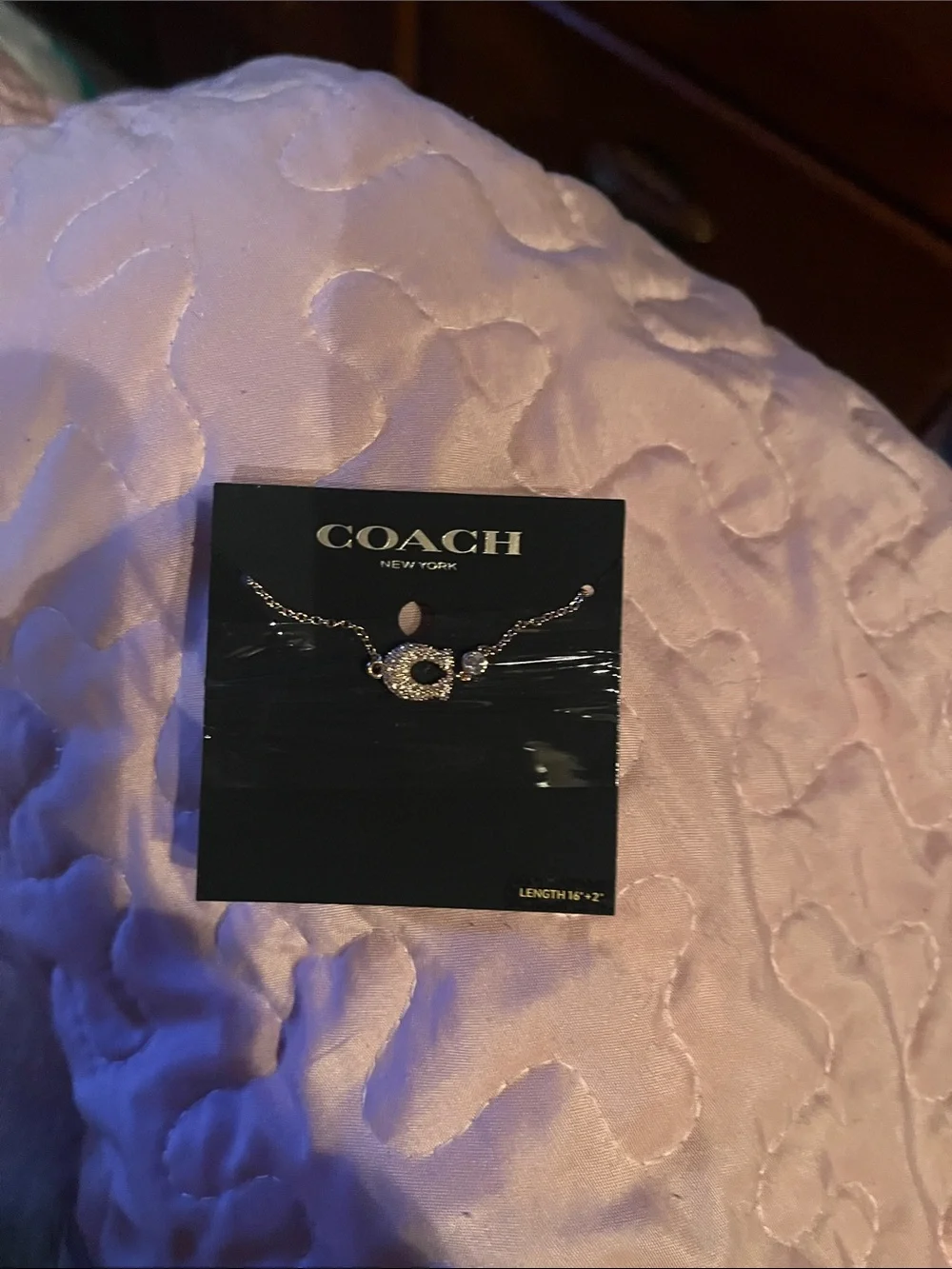 COACH Rose Gold Pavé Circle Pendant Necklace